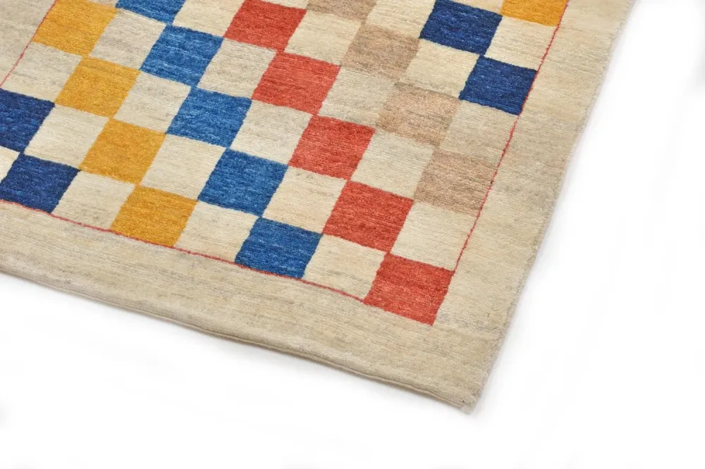 Løper Gabbeh teppe - Loribaft persisk teppe - 381 x 93 cm - flerfarget