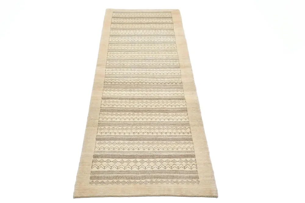 Løper Gabbeh teppe - Loribaft persisk teppe - 297 x 85 cm - sand