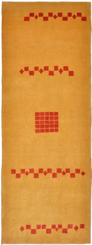 Løper Gabbeh teppe - Loribaft persisk teppe - 241 x 87 cm - sennepsgul