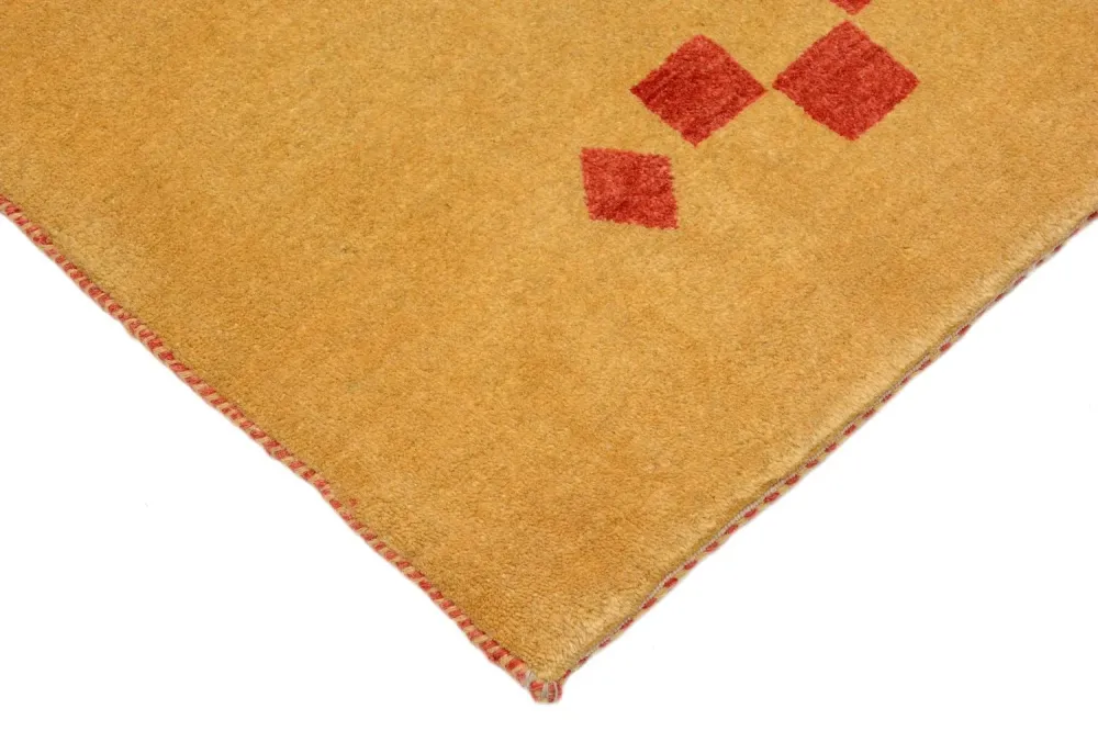 Løper Gabbeh teppe - Loribaft persisk teppe - 241 x 87 cm - sennepsgul