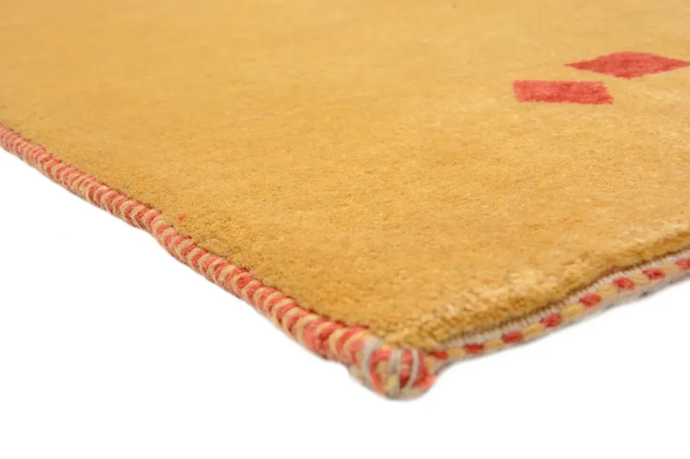 Løper Gabbeh teppe - Loribaft persisk teppe - 241 x 87 cm - sennepsgul