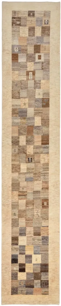 Løper Gabbeh teppe - Loribaft persisk teppe - 512 x 101 cm - lysebrun
