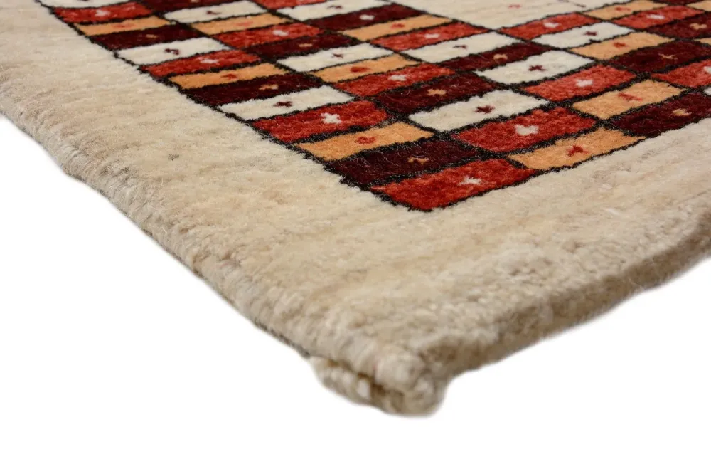 Løper Gabbeh teppe - Loribaft persisk teppe - 391 x 88 cm - flerfarget
