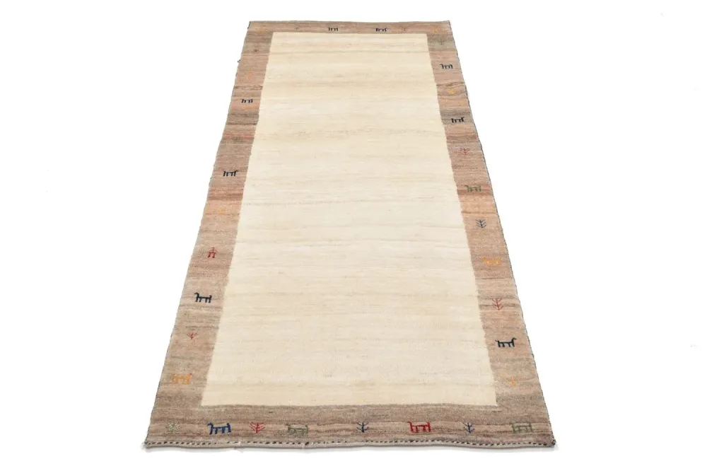 Løper Gabbeh teppe - Loribaft persisk teppe - 205 x 87 cm - sand