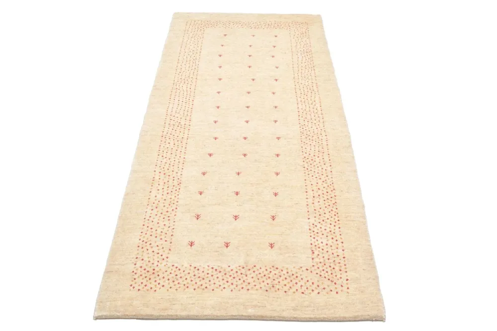 Løper Gabbeh teppe - Loribaft persisk teppe - 197 x 84 cm - natur