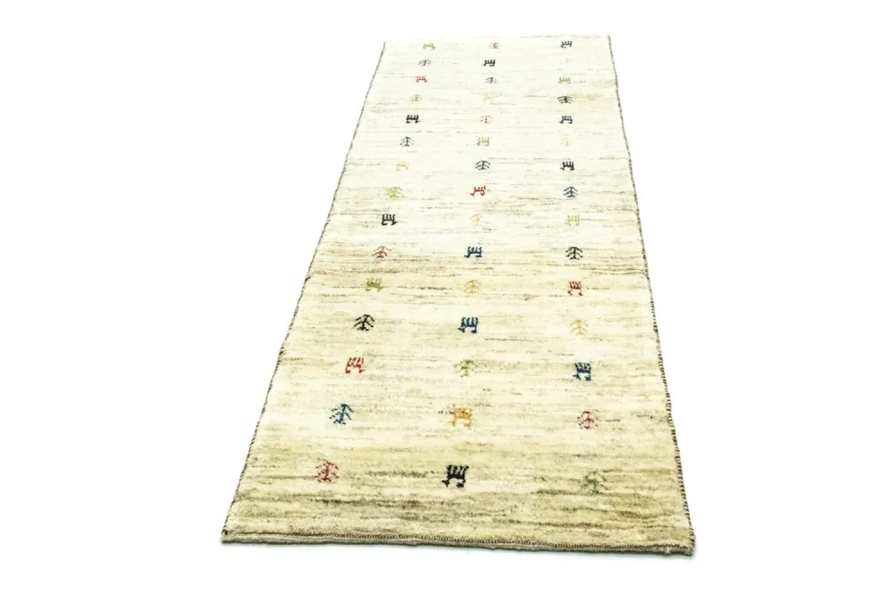 Løper Gabbeh-teppe - persisk - 219 x 75 cm - beige