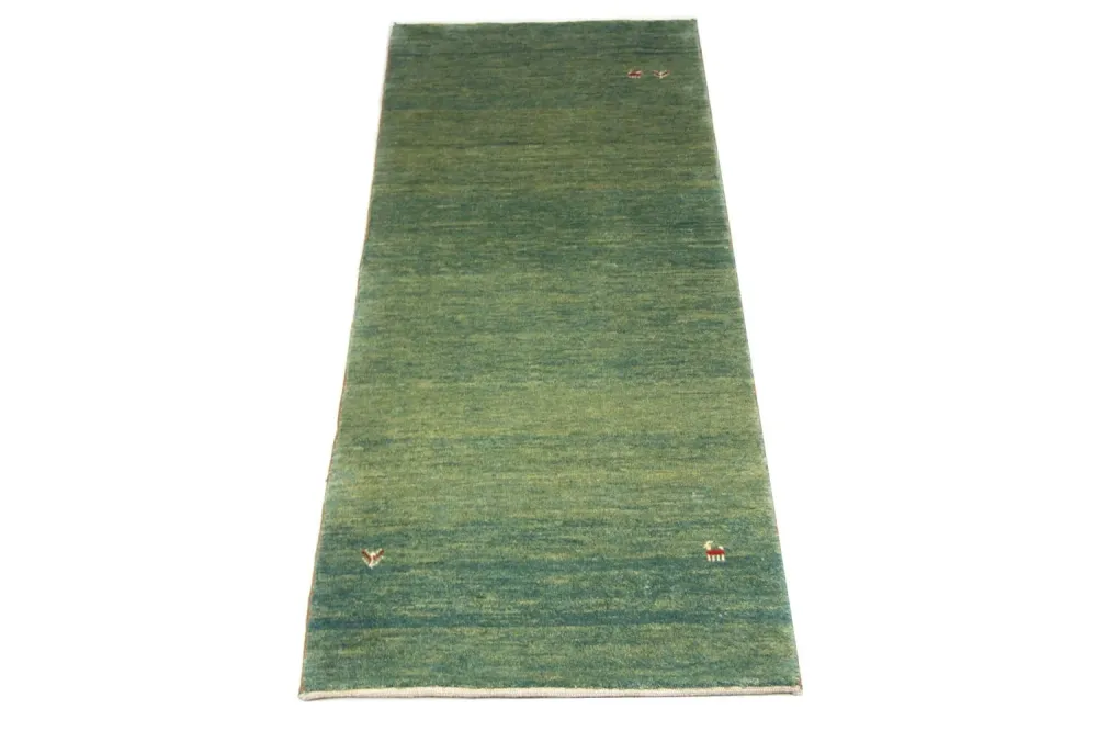 Løper Gabbeh-teppe - persisk - 247 x 90 cm - grønn