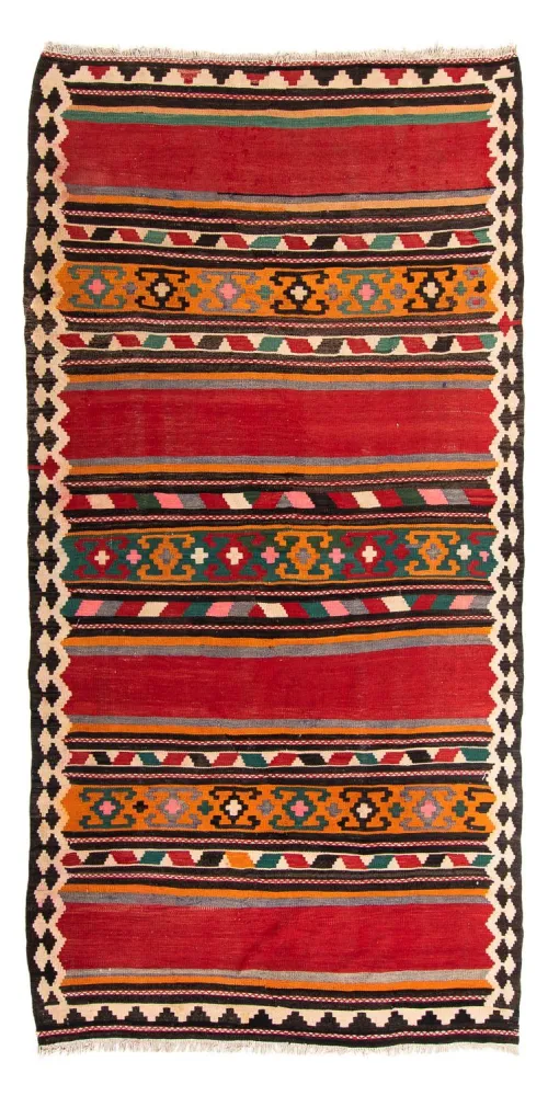 Løper Kelimteppe - Gammelt - 270 x 145 cm - flerfarget