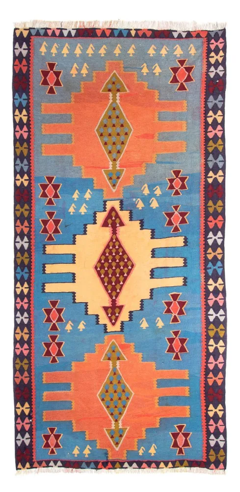 Løper Kelimteppe - Gammelt - 280 x 140 cm - flerfarget