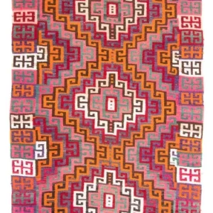 Løper Kelimteppe - Gammelt - 320 x 135 cm - flerfarget