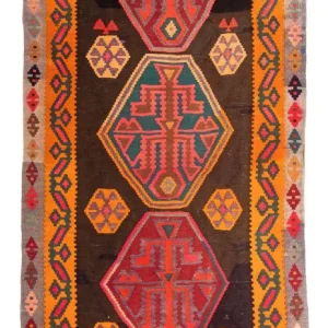 Løper Kelimteppe - Gammelt - 330 x 155 cm - flerfarget