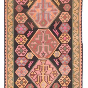 Løper Kelimteppe - Gammelt - 340 x 150 cm - flerfarget