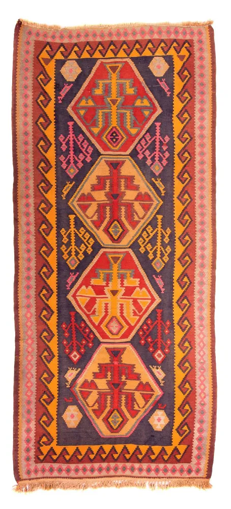Løper Kelimteppe - Gammelt - 340 x 155 cm - flerfarget