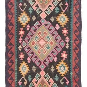 Løper Kelimteppe - Gammelt - 347 x 150 cm - flerfarget