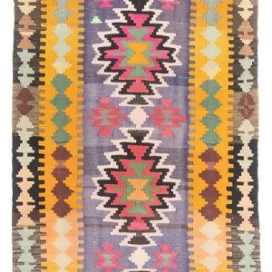 Løper Kelimteppe - Gammelt - 360 x 147 cm - flerfarget