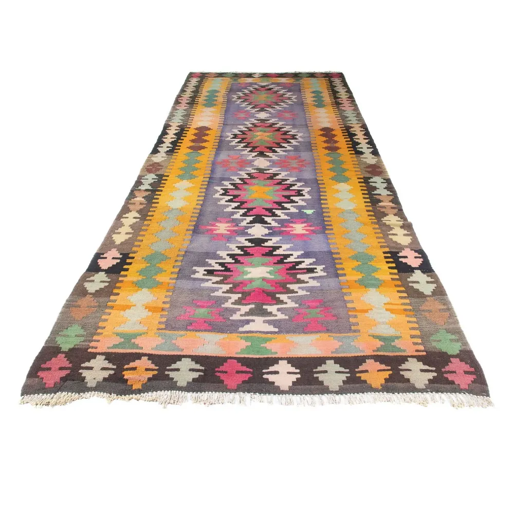 Løper Kelimteppe - Gammelt - 360 x 147 cm - flerfarget