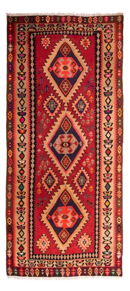 Løper Kelimteppe - Gammelt - 360 x 170 cm - flerfarget
