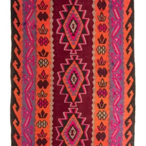 Løper Kelimteppe - Gammelt - 390 x 141 cm - flerfarget