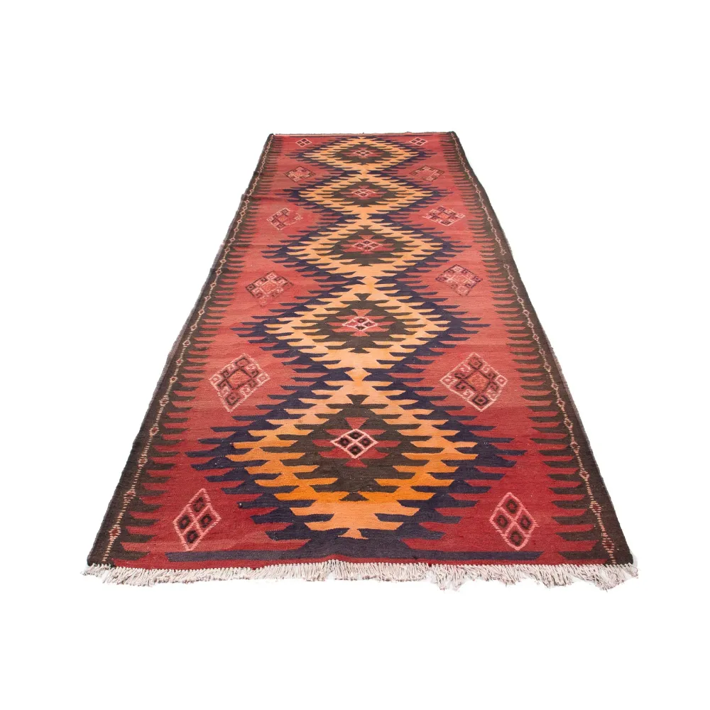 Løper Kelimteppe - Gammelt - 395 x 145 cm - flerfarget