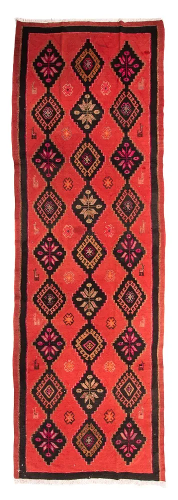 Løper Kelimteppe - Gammelt - 400 x 140 cm - flerfarget