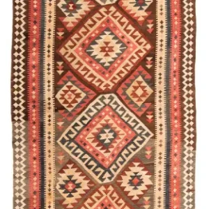 Løper Kelimteppe - Gammelt - 402 x 135 cm - flerfarget