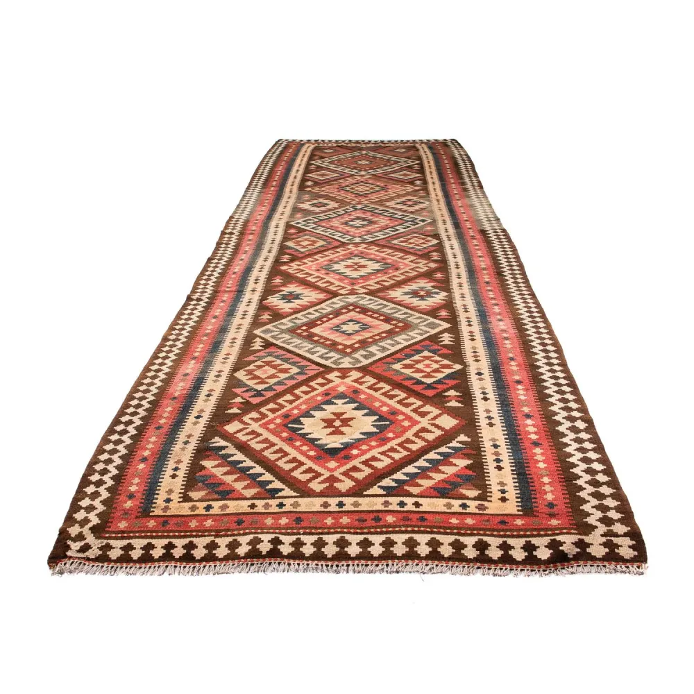Løper Kelimteppe - Gammelt - 402 x 135 cm - flerfarget