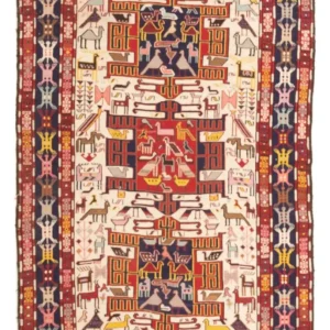 Løper Kelimteppe - Orientalsk - 135 x 109 cm - flerfarget
