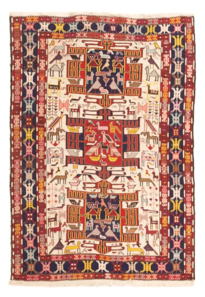 Løper Kelimteppe - Orientalsk - 135 x 109 cm - flerfarget