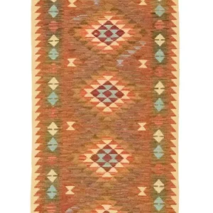 Løper Kelimteppe - Orientalsk - 300 x 80 cm - brun
