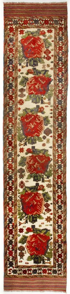Løper Kelimteppe - Orientalsk - 370 x 82 cm - beige