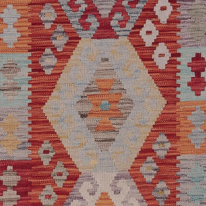 Løper Kelimteppe - Splash - 287 x 80 cm - mørk beige