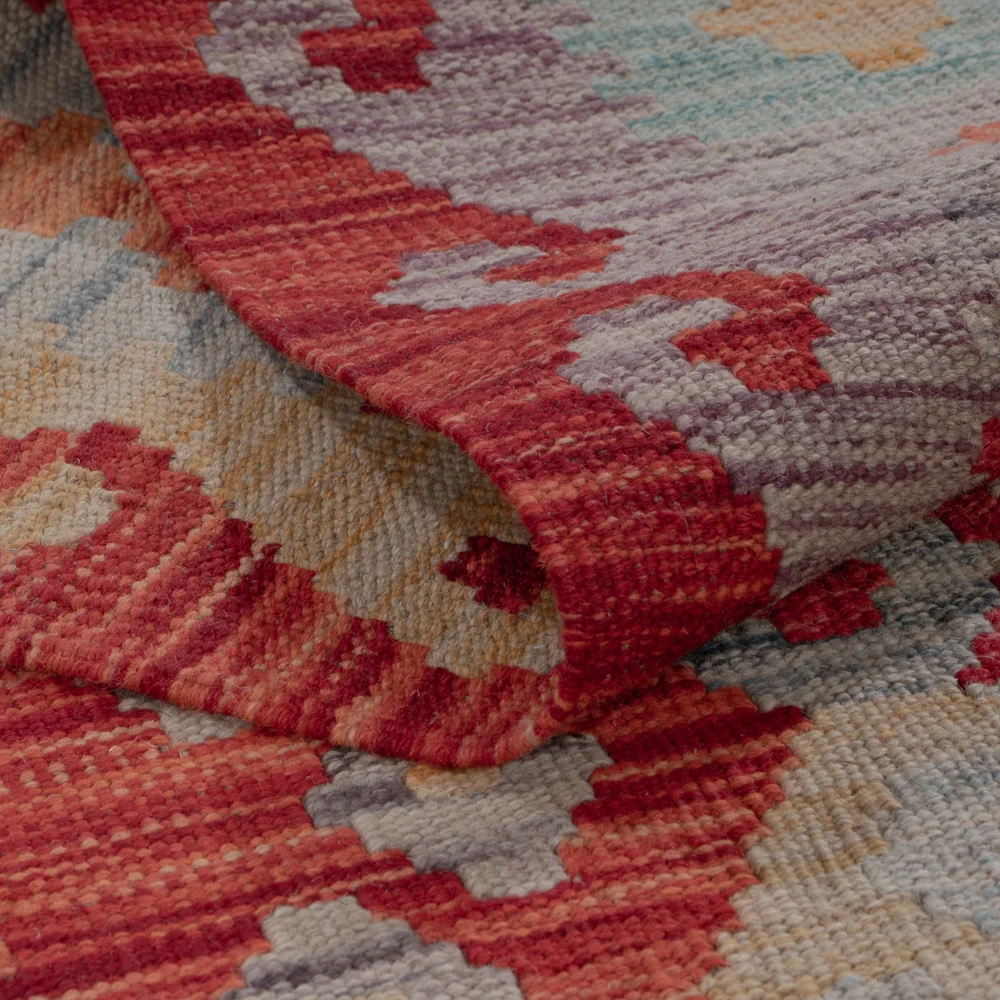 Løper Kelimteppe - Splash - 287 x 80 cm - mørk beige
