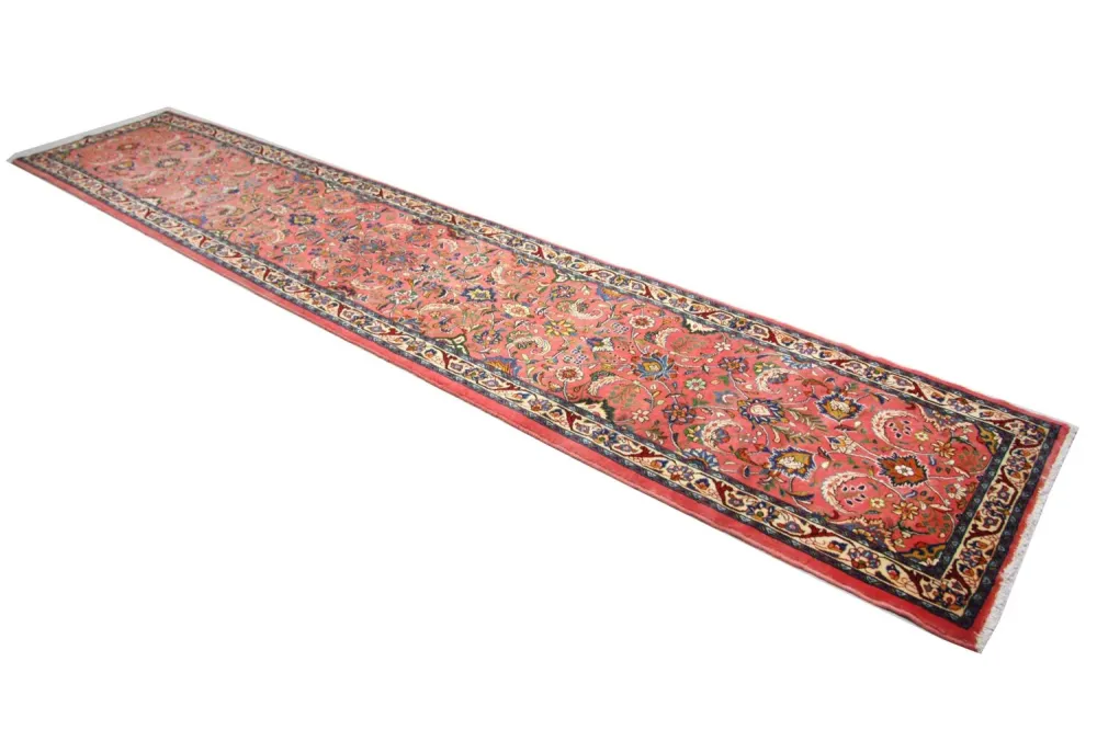 Løper Persisk teppe - klassisk - 406 x 80 cm - lys rød
