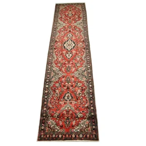 Løper Persisk teppe - Nomadisk - 384 x 83 cm - rød