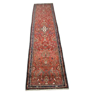 Løper Persisk teppe - Nomadisk - 385 x 89 cm - rød