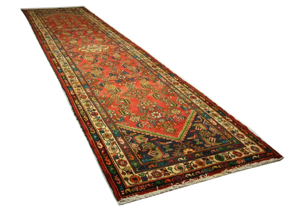 Løper Persisk teppe - Nomadisk - 426 x 107 cm - oransje