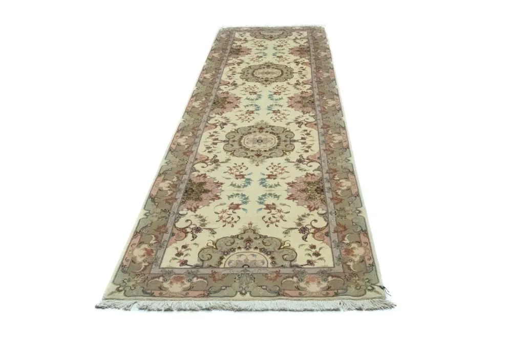 Løper Persisk teppe - Tabriz - 339 x 91 cm - beige