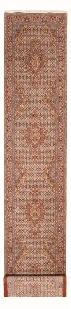 Løper Persisk teppe - Tabriz - Royal - 407 x 78 cm - beige