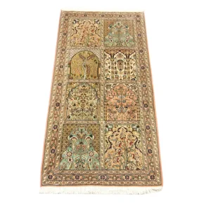 Løper Silketeppe - Kashmir silke - 183 x 77 cm - brun