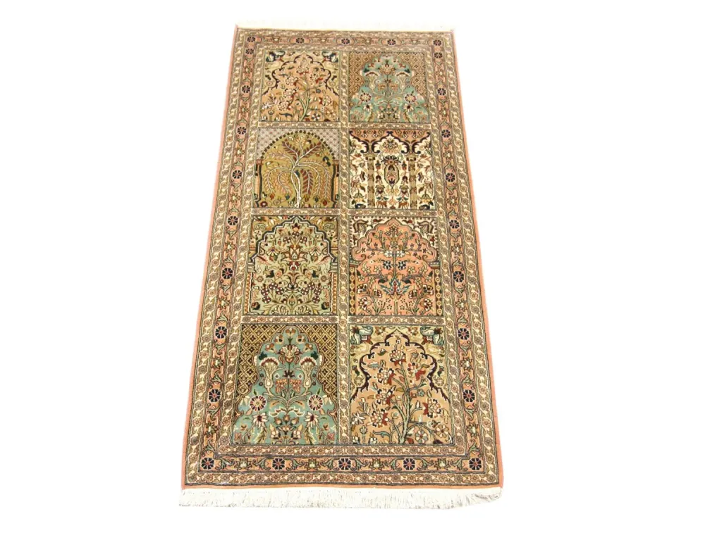 Løper Silketeppe - Kashmir silke - 183 x 77 cm - brun