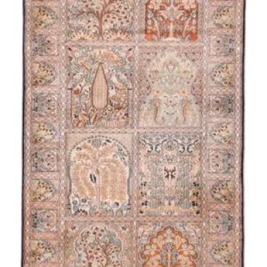 Løper Silketeppe - Kashmir silke - 236 x 80 cm - mørk beige