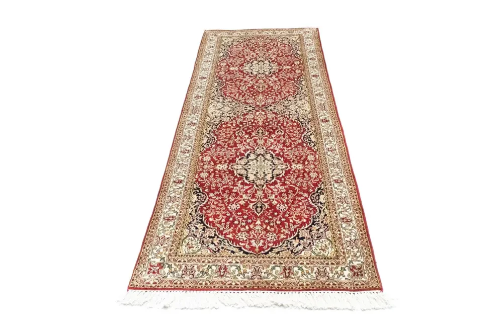 Løper Silketeppe - Kashmir silke - 237 x 80 cm - rød