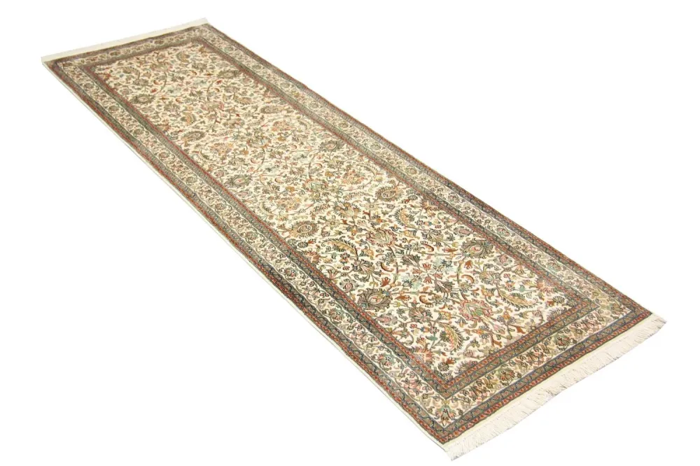 Løper Silketeppe - Kashmir silke - 250 x 80 cm - beige