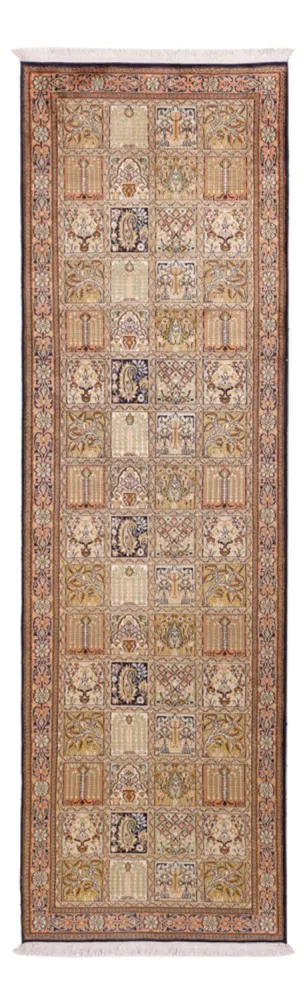 Løper Silketeppe - Kashmir silke - 280 x 77 cm - mørk beige