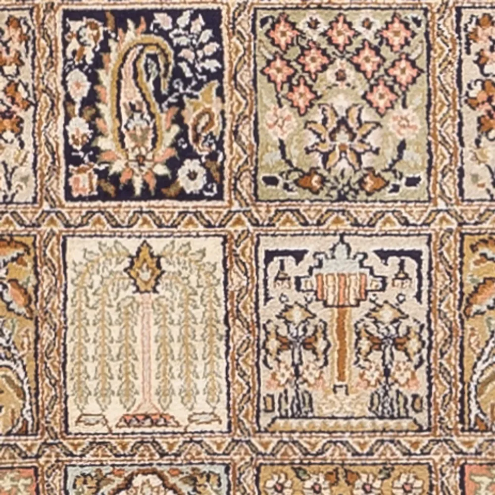 Løper Silketeppe - Kashmir silke - 280 x 77 cm - mørk beige