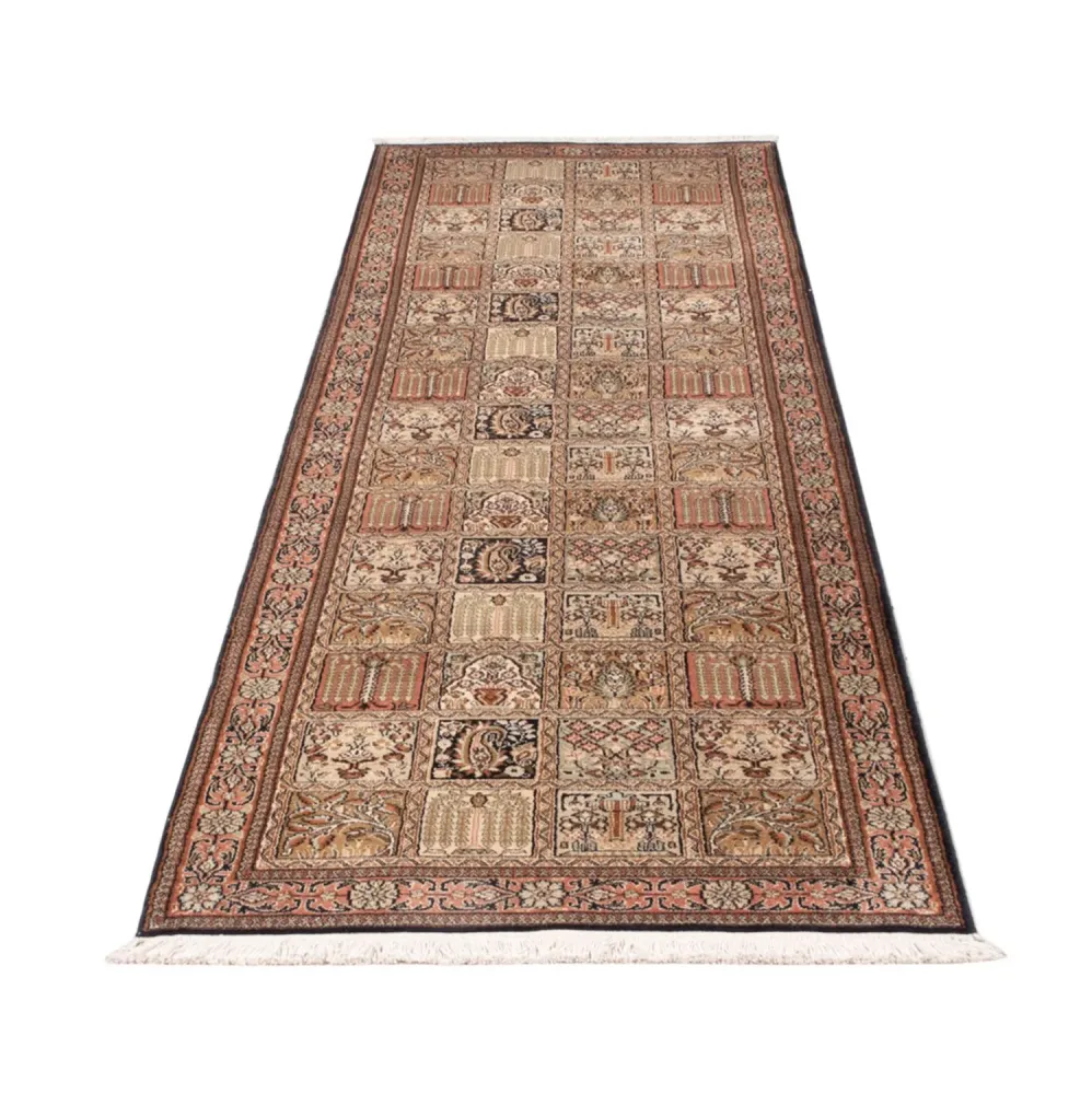Løper Silketeppe - Kashmir silke - 280 x 77 cm - mørk beige