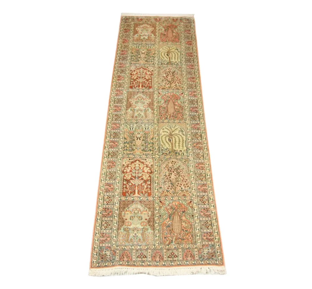 Løper Silketeppe - Kashmir silke - 292 x 79 cm - brun