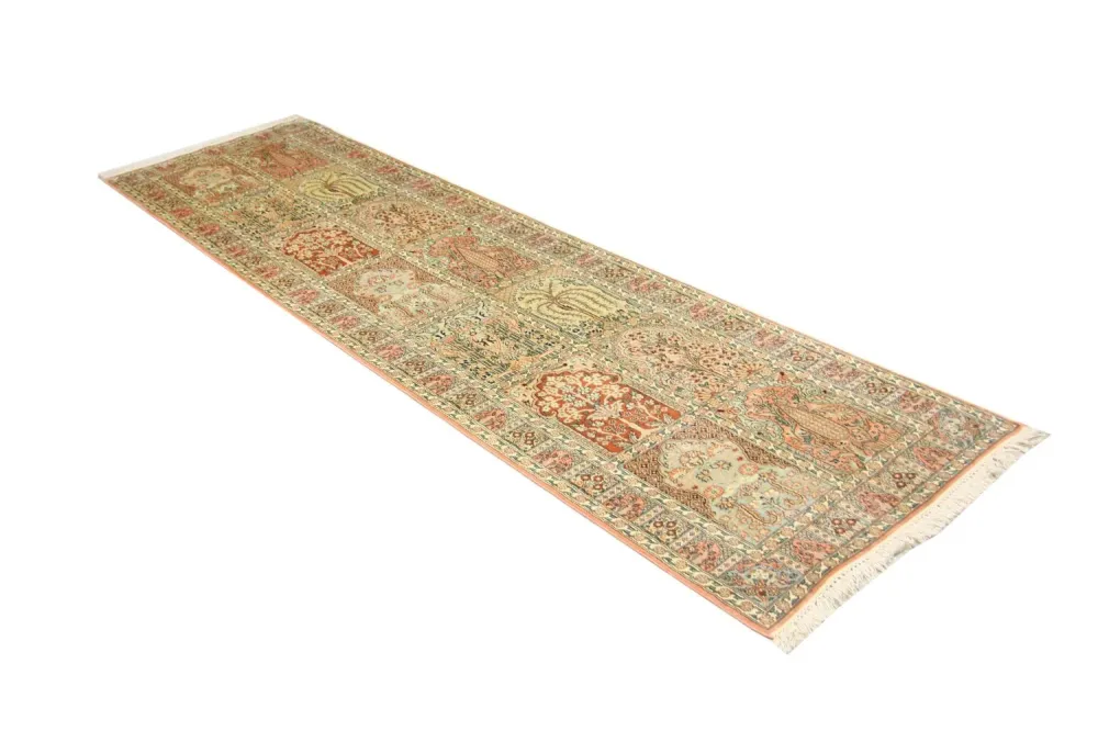 Løper Silketeppe - Kashmir silke - 292 x 79 cm - brun