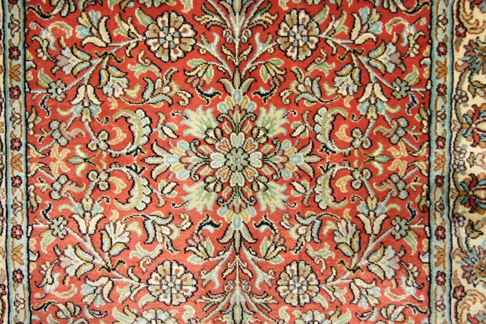Løper Silketeppe - Kashmir silke - 292 x 78 cm - oransje
