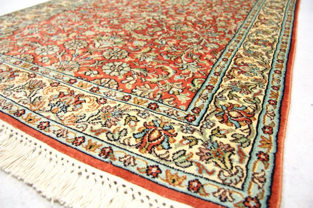 Løper Silketeppe - Kashmir silke - 292 x 78 cm - oransje